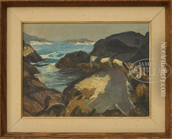 Rocks & Sea Oil Painting - Abraham Jacob Bogdanove