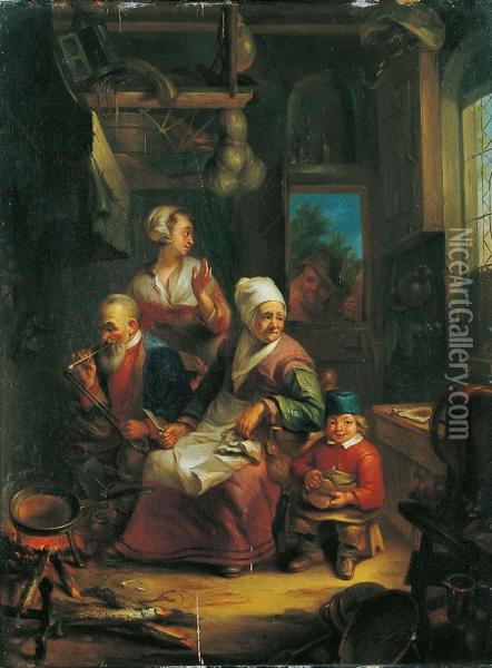 Zwei Kucheninterieurs Oil Painting - Johann Gerl. Lambert