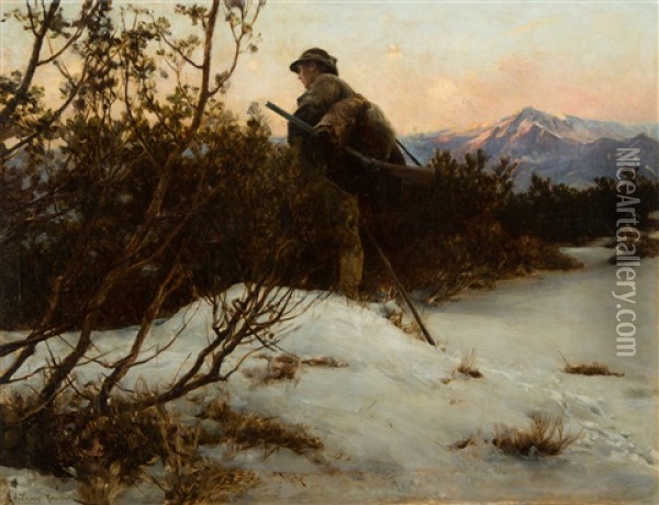 Highlander Oil Painting - Alfred von Wierusz-Kowalski