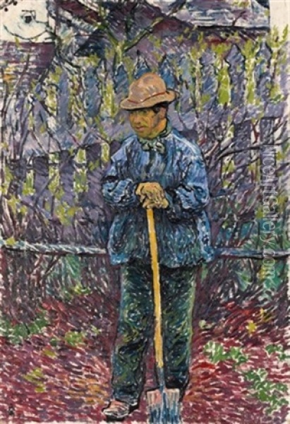 In Primavera (mann Mit Schaufel) Oil Painting - Giovanni Giacometti