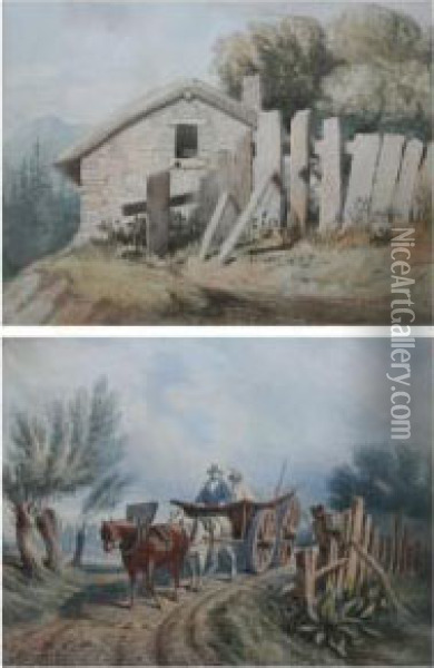 Hillside Cottage Oil Painting - James J. Mcauliffe
