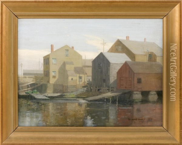 Fish Island, New Bedford In 1893 Oil Painting - Clarence E. Braley