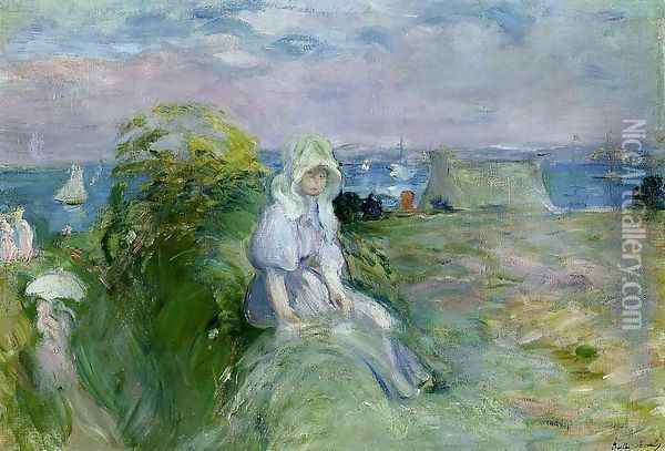 On The Cliff At Portrieux Oil Painting - Berthe Morisot