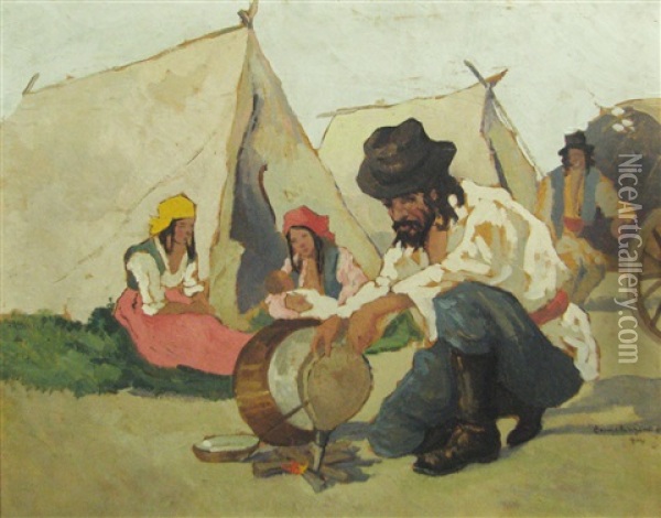 Copper-smiths Oil Painting - Gheorghe Zamphiropol Dall