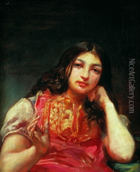 Portrait D'une Jeune Fille Oil Painting - Leon Louis Antoine Riesener