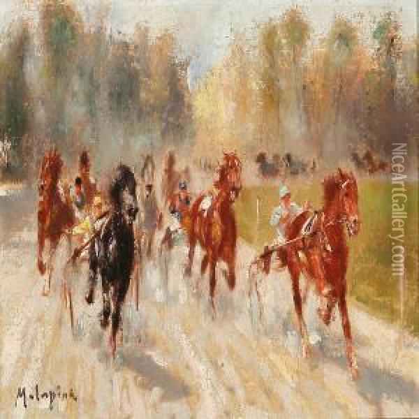Trotting Race Oil Painting - Louis-Ferdinand Malespina