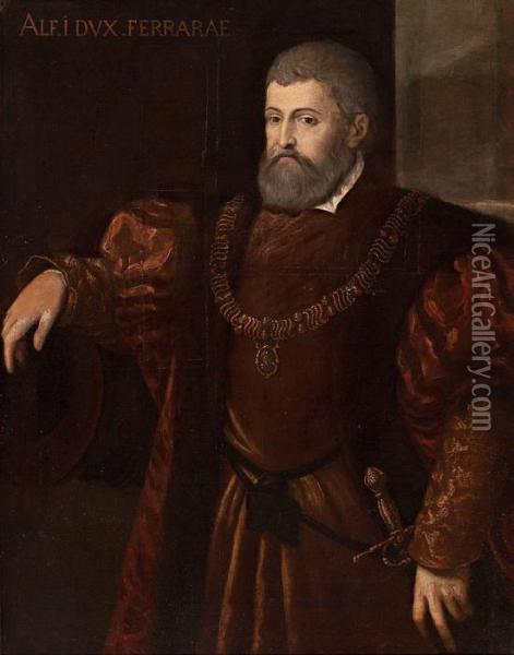 Retrato De Alfonso I, Duque De Ferrara Oil Painting - Tiziano Vecellio (Titian)