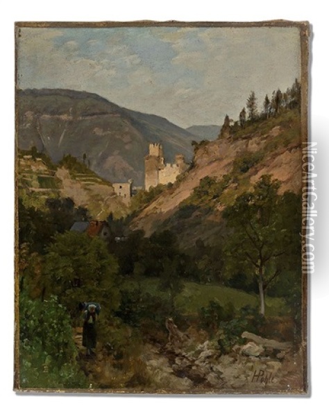 Blick Auf Malerisches Tal Mit Schlosschen, Terrassen Und Hugelhorizont Oil Painting - Hermann Pohle the Elder