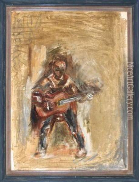 Gitarrespieler Oil Painting - Heinrich Fischer