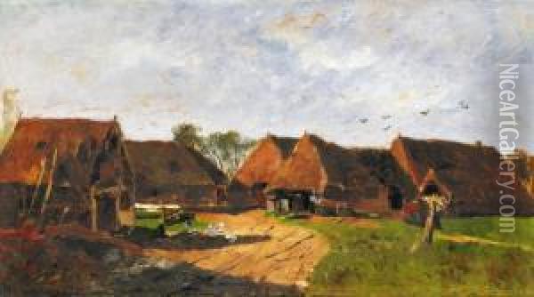 Landscape With Houses Oil Painting - Laszlo Paal