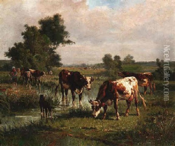 Vieh An Der Tranke Oil Painting - Christian Friedrich Mali