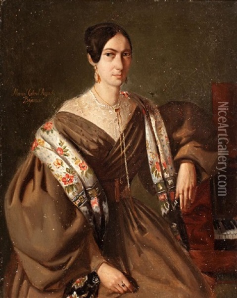 Retrato Femenino Oil Painting - Manuel Cabral Aguado Bejarano