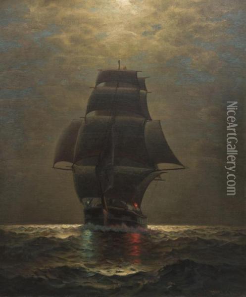 Ship Under The Breaking Clouds Oil Painting - James Gale Tyler