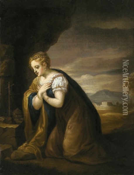 La Maddalena Oil Painting - Domenico Feti
