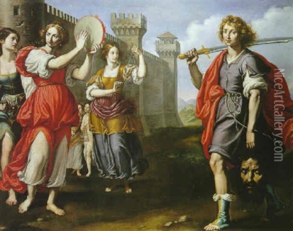 Le Triomphe De David Oil Painting - Ottavio Vannini