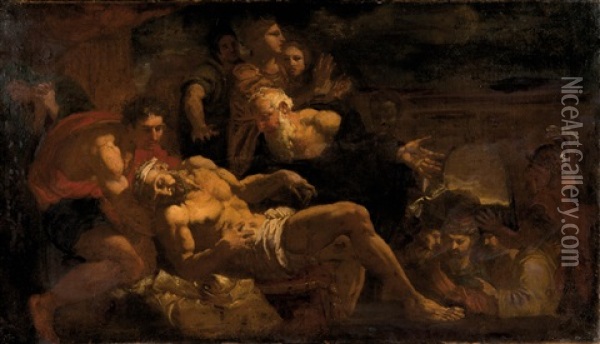 La Mort De Seneque Oil Painting - Johann Carl Loth
