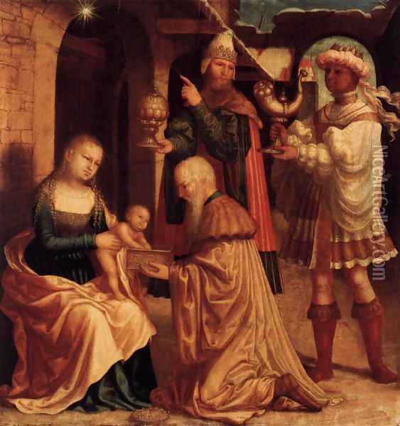 The Adoration of the Magi c. 1530 Oil Painting - Master M Z