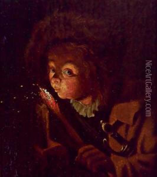 Attribuito Fanciullo Con Fiaccola Ardente Oil Painting - Joseph Conrad Seekatz