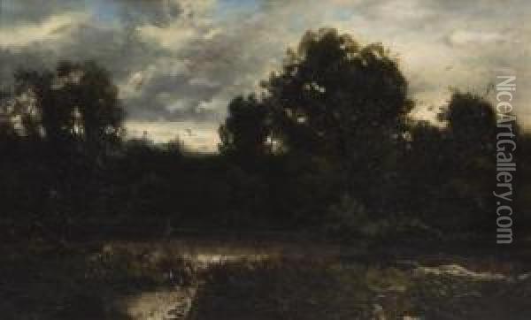 A Pond Amongst The Trees Oil Painting - Alexander Helwig Wyant