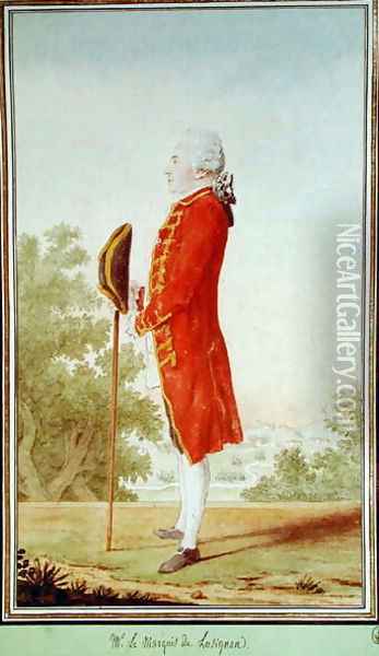 Louis-Hugues, Marquis de Lusignan, c.1764 Oil Painting - Louis Carrogis Carmontelle