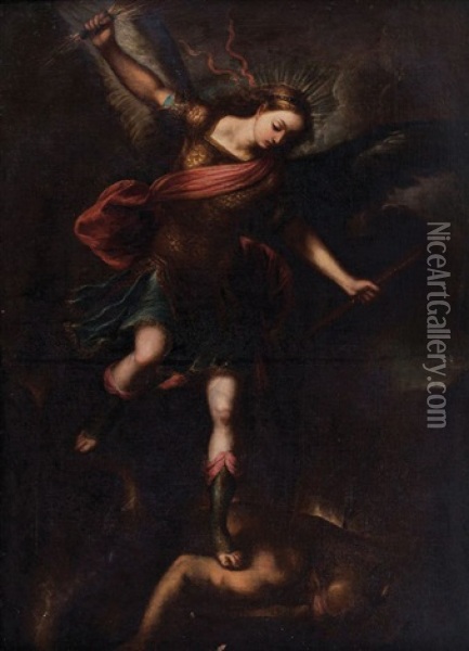 San Miguel Arcangel Oil Painting - Juan De Sevilla Romero Y Escalante