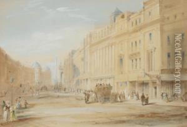 Grey Street, Newcastle Oil Painting - Thomas Miles Richardson