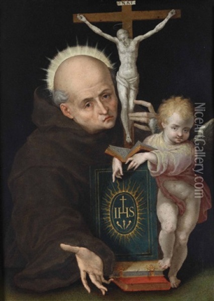 San Bernardino Da Siena Con Un Angelo Oil Painting - Durante Alberti