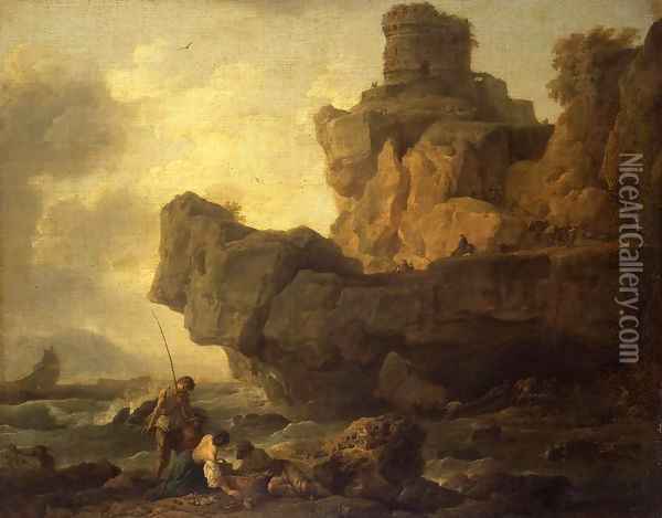 Rocks on a Seashore Oil Painting - Claude-joseph Vernet