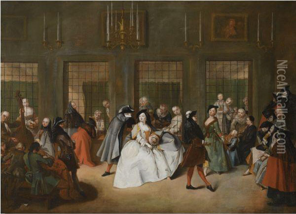 The Parlatorio Delle Monache (the Nuns' Parlour) Oil Painting - Giuseppe De Gobbis
