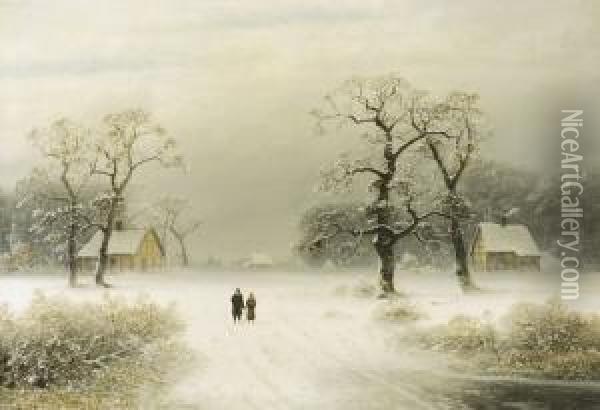 Winterlandschaft. Oil Painting - Gustav Johann Lange