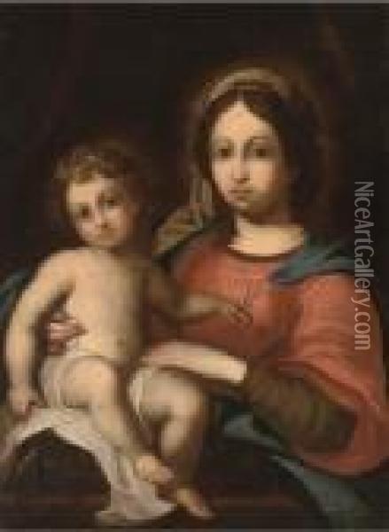 The Madonna And Child Oil Painting - Simone Cantarini Il Pesarese