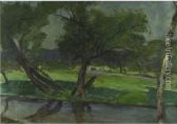 The Brook Oil Painting - Jonas Lie
