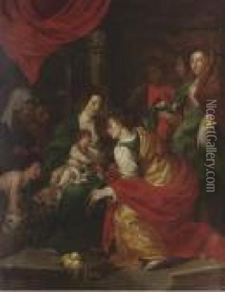 The Mystic Marriage Of Saint Catherine Of Alexandria Oil Painting - Peter Paul Rubens