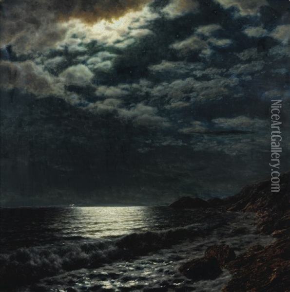 Moonlit Sea Oil Painting - Ivan Fedorovich Choultse