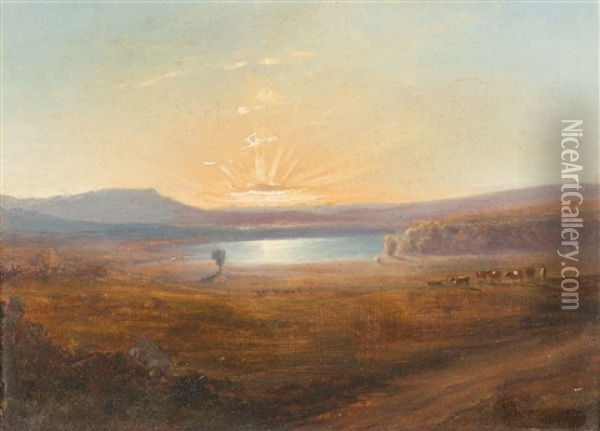 Schottische Landschaft Bei Sonnenuntergang Oil Painting - Carl Robert Kummer