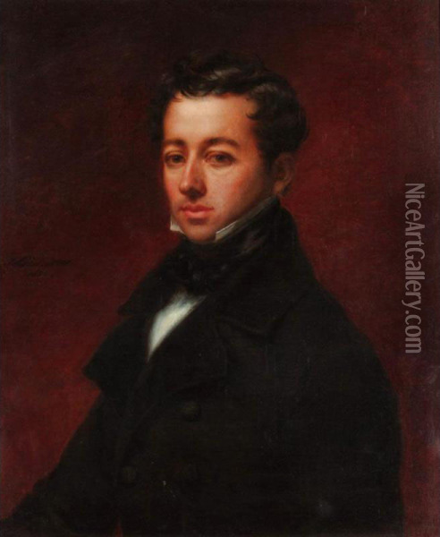Portrait Of A Gentleman Oil Painting - Jacques Joseph Lecurieux