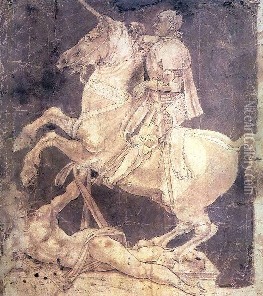 Study for an Equestrian Monument to Francesco Sforza 2 Oil Painting - Antonio Del Pollaiuolo