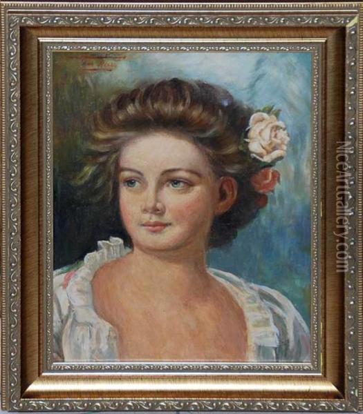 Portrait Of Girl Oil Painting - Leon Herbo