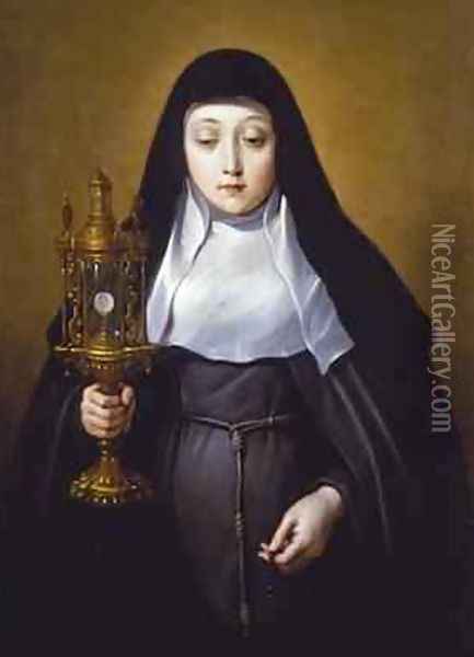 St Claire holding a Monstrance with the eucharist Oil Painting - Frans Luyckx