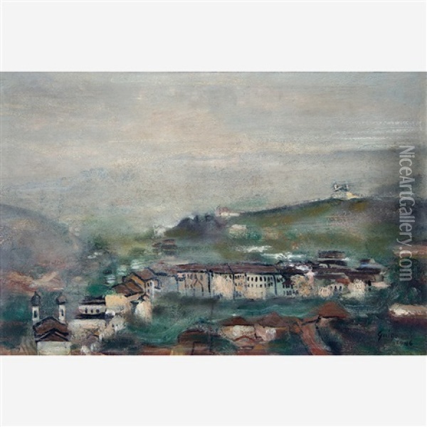 Ouro Preto Oil Painting - Alexandre Gaston Guignard