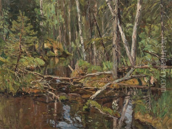 Forest Landscape Oil Painting - Konstantin Semionovich Vysotsky