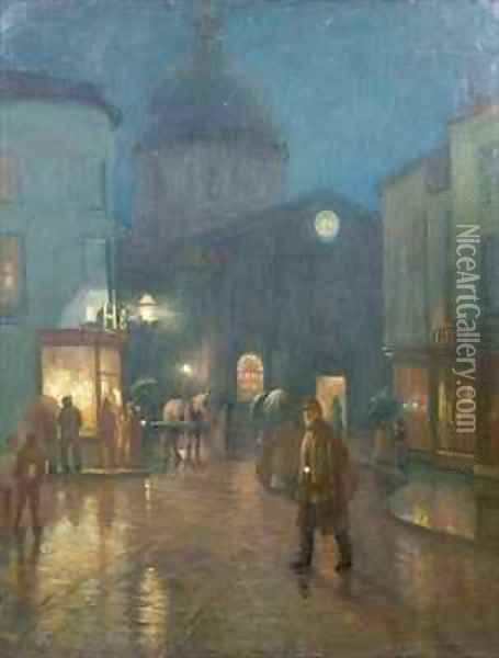 A Steady Drizzle Oil Painting - Norman Garstin