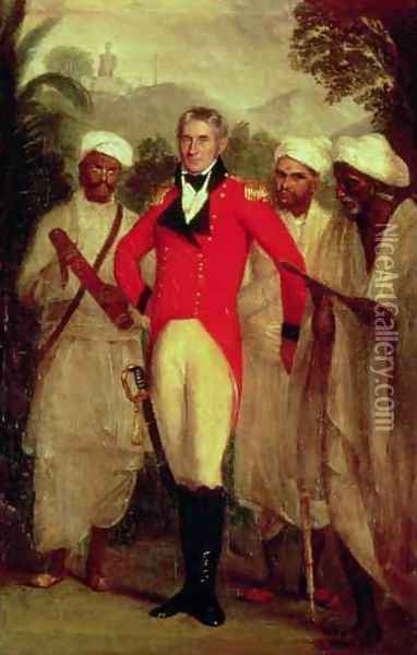 Colonel Colin Mackenzie and his Indian pandits Oil Painting - Thomas Hickey