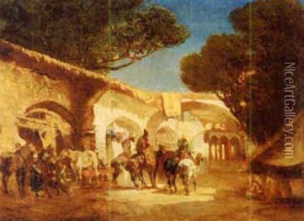 An Arab Market Oil Painting - Alberto Pasini