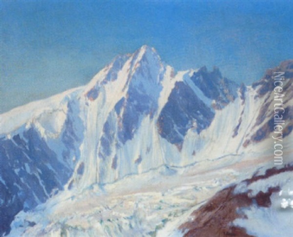 Bergkette In Schnee Und Eis Oil Painting - Konrad Petrides