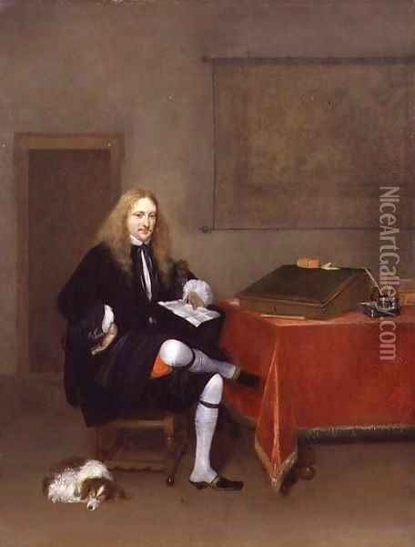 Portrait of a Man in his Study 1668 69 Oil Painting - Gerard Terborch