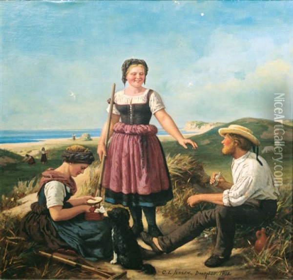 Rast Bei Der Ernte Oil Painting - Carl Ludwig Jessen