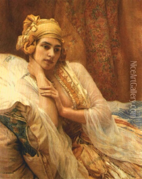 Une Femme Au Foulard Jaune Oil Painting - Louis Auguste Girardot