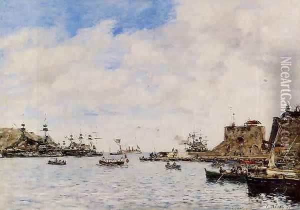 Villefranche, the Harbor Oil Painting - Eugene Boudin