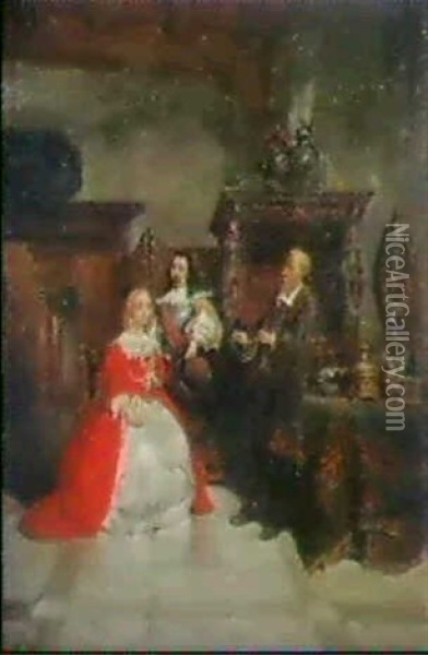 Dame Beim Schmuckkauf Oil Painting - Hendricus Johannes Scheeres